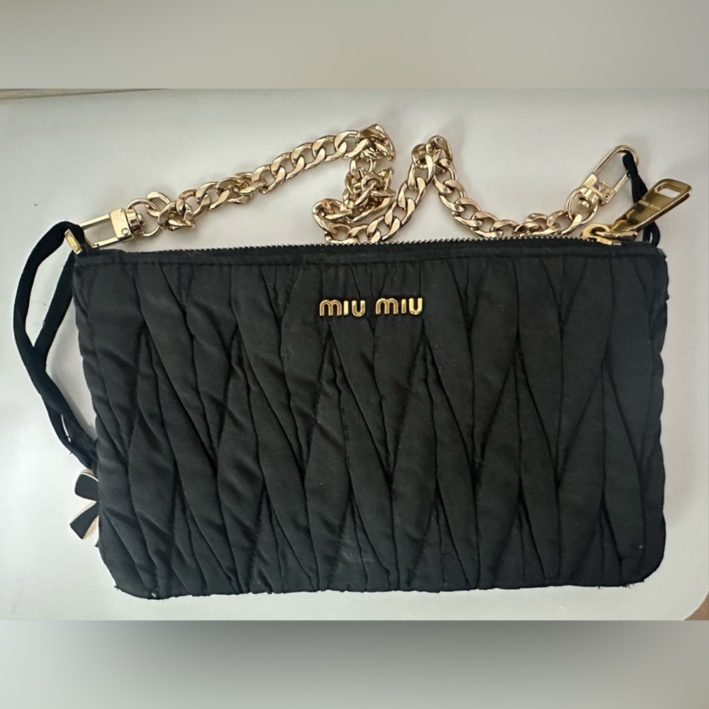 Miu Miu Black Quilted Y2K Pouch